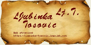 LJubinka Tošović vizit kartica